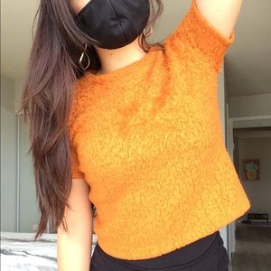 Zara winter orange top sweater top short sleeve